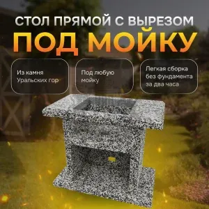 Стол разделочный с отверстием для мойки 1000х520х850мм - Черное и белое